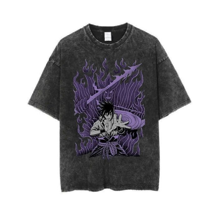 Summer Clothing Brands - Naruto Sasuke Washed and Worn Short